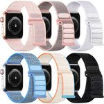 WJK Compatible with Apple Watch Band Women Men, Stretchy Sport Nylon Straps Compatible with Apple Watch Bands 38mm 40mm 41mm 42mm 44mm 45mm 49mm for iWatch Ultra Ultra2 SE SE2 Bands Series 9 8 7 6 5 4 3 2 1, 6 Pack