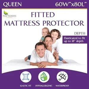Queen Size Waterproof Mattress Protector - Fitted Sheet Mattress Cover with Deep Pockets - Hypoallergenic, Breathable, Water Proof, Noiseless, Vinyl Free