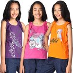 TotzTouch Girls Tshirt | Tops |Tee Shirt Will Frills at Sleeve Cotton Color Orange, Violet, Pink Combo Pack of 3 Age (1 Year to 13 Years)