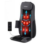 COSTWAY Back Massager with Heat, Shiatsu Massage Chair Pad with 4 Kneading Rolling Nodes and 2 Vibrating Motors, Deep Tissue 3D Neck & Back Massage Seat Cushion for Home Office Use