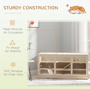 Pawhut Large Wooden Hamster Cage – Spacious Small Pet Habitat