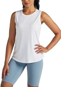 WILLIT Women's Workout Tank Tops Sleeveless Running Yoga Tops Quick Dry Active Shirts Gym Exercise Loose Fit White XL