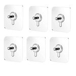 JIALTO Adhesive Nails Wall Poster Non-Trace Stick Wall Hook, Adhesive, Heavy Duty Wall Hooks for Hanging | Durable Transparent Strong Adhesive Screw Wall Nail Hook 6 Pcs, Stainless Steel