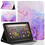 Pudazvi Case for Amazon Kindle Fire HD 8 & 8 Plus Tablet(Fit for 12th/10th Generation,2024/2022/2020 Release),Ultra Slim Multi-Angle Viewing Cover with Auto Wake/Sleep,Marble Purple