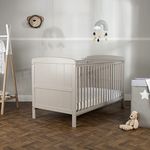 Juliet Baby Cot Bed - Wooden Convertible Cot Bed/toddler bed made with Pine Wood - Nursery Furniture with 3 Positions to grow with your Baby Safely - Grey