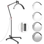 LUMOORASOL Lash Lamp for Eyelash Extensions - Adjustable Height & Brightness for Beauty, Tattoo, Artists, Nail Tech, Esthetician Light - Rotating Half Moon - with Phone Holder (36W, Black)