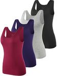 Vislivin Womens Supersoft Vest Tops Stretch Casual Tank Tops 4 Pack Black/Gray/Dark Blue/Wine Red XXL