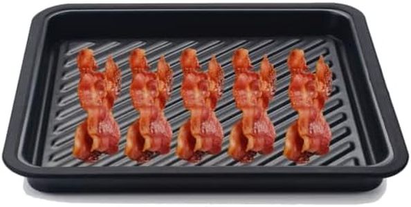 MACONEE Microwave Bacon Crisper Tray, Gray, Square, Aluminum, 12 x 12 x 2.5 in