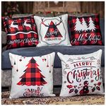 Vendola Merry Christmas Decorative Printed Satin Cushion/Throw/Pillow Covers (Multicolour) Set of 5 Pieces (16X16 Inches, Deers)