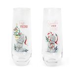 Me to You Tatty Teddy Stemless Wine Glasses for Fabulous Friend - Official Collection, White, Grey, Red