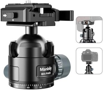 Manbily Low Profile Ball Head, 44mm Tripod Head with Picatinny to Arca-Swiss Adapter and 1/4" Quick Release Plate, CNC Aluminum 360° Head for Hunting Shooting Tripod DSLR Camera, Max Load 44lbs/20kg
