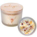 Christmas Candle Natural Soy 3 Wick Candle with Gift Box, Infused Healing Crystals and Flowers,Best Gift for Christmas,Over 55 Hours Burning (Apple and Cinnamon)