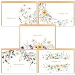 Gooji 4x6 Floral Thank You Cards with Envelopes (Bulk 20-Pack) Matching Peel-and-Seal Rustic Envelopes | Assorted Bulk, Watercolor Wildflower | Birthday Party, Baby Shower, Weddings, Greeting, Blank