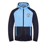 MANCHESTER CITY FC Official Boys Shower Jacket Windbreaker Navy Sky 10-11 Yrs