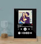 Giftplease Personalized Gift Glass Art Custom Album Cover Spotify Music Plaque, Personalize Gift with Photo, Gifts for Boyfriend, Wedding, Anniversary, Birthady - Black (6 * 9 Inches)