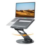 NULAXY Telescopic 360 Rotating Laptop Stand for Desk Adjustable Height Swivel Pull Out Design Laptop Riser Holder Computer Stand Compatible with All MacBook Laptops up to 17", Grey