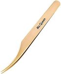 Ms.Queen Eyelash Extension Tweezers Set-Precision Tweezers for 2D-6D Volume&Individual False Lashes Extensions with PU Storage Case-Golden (Dolphin Tweezers/M003-3)