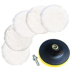 Sisha-A Wool Polishing Pads Set, 125cm Wool Pads with Backing Pad and Adapter, Sheepskin Wool Buffing Pads for Car Finishing, Wood Furniture, Glass and So On (7 pieces set)