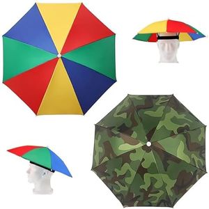 2 Piezas Gorros De Paraguas, Sombrero De Sombrilla De Pesca, Paraguas De Cabeza De Sol, Sombreros De Paraguas, Para La Playa, Viajar, Pescar, Montar En Bicicleta, Golf,Actividades Al Aire Libre