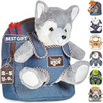 Naturally KIDS Wolf Stuffed Animal Backpack for Girls Boys, Birthday Gifts for 3-5 Year Old, Toddler Backpack