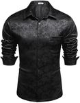 COOFANDY Men's Luxury Satin Dress Shirt Shiny Silk Long Sleeve Button Up Shirts Wedding Shirt Party Prom