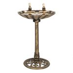 Alpine Corporation 31" Tall Outdoor Vintage Birdbath with Bird Figurines Yard Statue