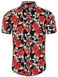 uxcell Men's Rose Floral Shirt Shor