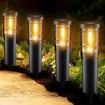 4 Pack Solar Pathway Lights Outdoor Waterproof, 2023 Upgraded Solar Outdoor Garden Lights, IP65 Waterproof Auto On/Off Solar Lights with 900mAh Battery for Patio Yard Lawn Walkway Garden Decor