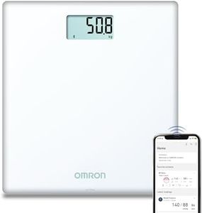Omron HN300T2 Bluetooth Digital Weight Scale – Precision Body Weight Monitor with Auto Sync, Step-On Technology and Slim Glass Design – 150kg Capacity