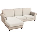 AIAMIXO Sectional Couch Covers 3 Pieces Stretch Durable Cushion Covers L Shape Separate Sofa Couch Covers for Both Left/Right Sectional Couch(Sofa 2 Seater + 1 Chaise, Off White)