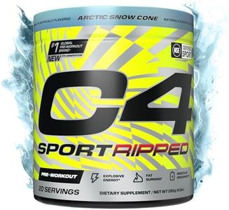 Cellucor C4 Ripped Sport Pre Workout Powder - NSF Certified for Sport - 200mg Caffeine + Cayenne Extract + Carnitine Tartrate + Beta-Alanine - Artic Snow Cone, 20 Servings