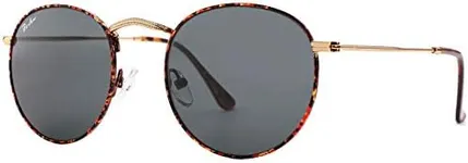 Pro Acme Small Round Sunglasses for Women Men Classic Crystal Glass Lens Retro Circle Metal SunGlasses,50mm (Floral/Black)