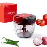Cüraa by YFL home ChopLab Lite Manual Chopper | 650 ml Portable Vegetable Chopper| Mini Chopper for Kitchen with Stainless Steel Blades for Chopping Onion, Ginger, Garlic, Vegetables, Herbs, Nuts |Red