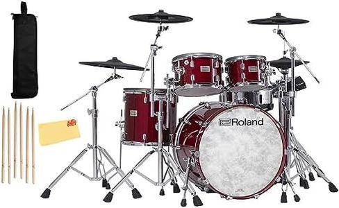 Roland VAD706-GC V-Drums Acoustic Design Electronic Drum Set Bundle with Drumstick Bag, 3 Pairs of Drumsticks, and Austin Bazaar Polishing Cloth - Gloss Cherry