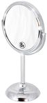 Decobros 6-inch Tabletop Two-Sided Swivel Vanity Mirror with 8x Magnification, 11-inch Height, Chrome Finish by Deco Brothers