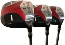 Senior Men's iDrive Red Square Anti-Slice Draw Fairway 3 5 7 Wood Set Golf Clubs, Right Handed Senior Flex with Men's Senior Size Black Pro Velvet Grips