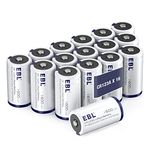 EBL CR123A 3V Lithium Batteries High Performance Non-Rechargeable 123 Battery for Cameras Flashlight Security System, 16 Pack