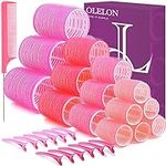 OLELON Jumbo Hair Rollers Set 38 Pcs, Self Grip Hair Rollers with Clips, Heatless Hair Curlers Rollers For Long Hair Velcro Rollers For Hair With Storage Box & Hair Roller Clips