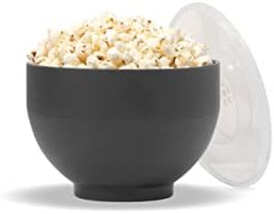 W&P Microwave Silicone Popper Maker | Black | Collapsible Bowl w/Built in Measuring, BPA, Eco-Friendly, Waste Free, 9.3 Cups of Popped Popcorn