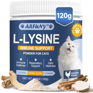 L-Lysine for Cats - Lysine for Cats - Support Immune System, Respiratory, Eye Health - Cat Lysine Powder with Taurine, Herbal Blend, Vitamins - Ease Sneezing, Runny Nose, Watery Eyes - Chicken Flavor