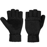 TraderPlus Winter Warm Touchscreen Gloves Wool Mittens for Women Men (Black)