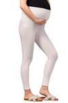 Easy Feed Women's Slim Fit Cotton Maternity Leggings | Pregnancy Pants Over-Belly Design and Elastic Waistband White(3XL)