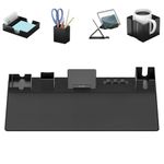 KDD Mouse Pad and Organizer Set - 6 in 1 Desk Mat Storage Accessory with Hook and Loop Fastener DIY Feature for Tablet Stand/Cup Holder/Card Holder/Pen Holder/Cable Management for Office and Home