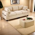 DWVO 80" Sofa Couch, Comfy Upholstered Loveseat with Extra Deep Seats, Chenille Fabric Sofa for Living Room Apartment Office, 3 Seater Couch with Side Storage Pockets, Easy Assembly, Beige