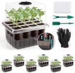 Kalolary Self-Watering Seedling Starter Trays, 6 Packs 72-Cell Seed Starter Trays Adjustable Humidity Dome Plant Trays Germination for Indoor Garden Seed Growing (Black Translucent)