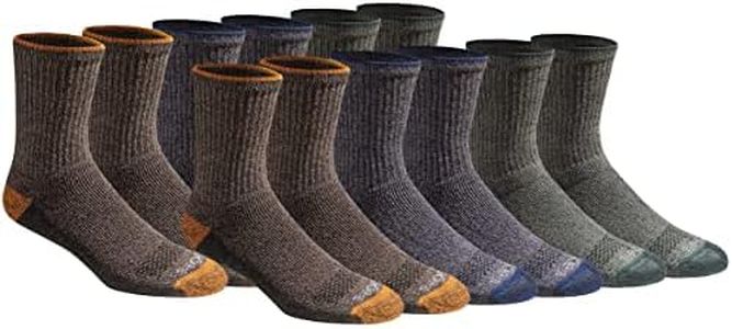 Dickies Mens Dri-tech Moisture Control 6-pack Comfort Length Crew Socks, Comfort Length Tipped (12 Pairs), Shoe Size 6-12 US