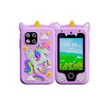 Phone Camera for Kids Screen Touch 8GB Memory Clock Torch 2.8" IPS Screen Games Silicone Cover Digital Video Camera for Toddler Real Toy Camera for Kids Birthday Gift (Unicorn Purple)
