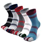 ZAKASA Men’s Toe Socks Cotton Five Finger Crew Socks Athletic Running Socks 5 Pairs, Mixed-9, 7-9