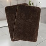 SARAL Home Microfiber Solid Rectangle Anti-Skid Bath Mats|Soft & Super Absorbent Mats for Shower|Washable, Non-Slip & Quick-Drying Mats for Kitchen Bathroom|Set of 2 (Brown, 50X80 cm)