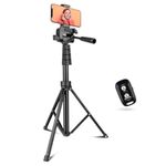 Aureday 67 Inch Phone Tripod and Camera Stand, Selfie Stick with Remote and Phone Holder, Perfect for Selfie / Video / Vlogging/Live Streaming